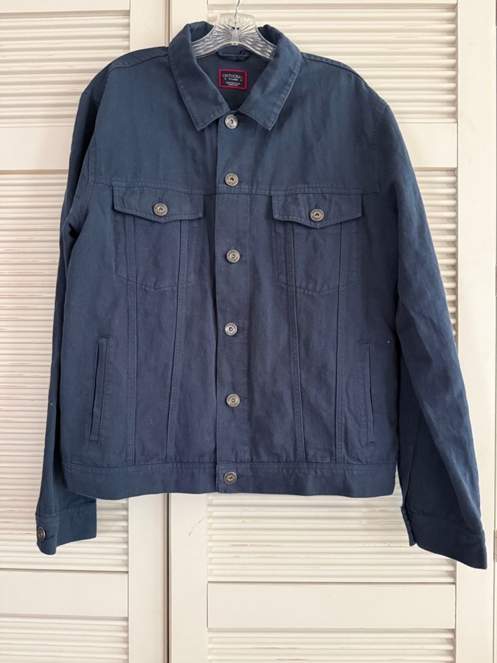 UNTUCKit Navy Tibouren Trucker Jacket Lightweight Button-Up Shirt Jacket
